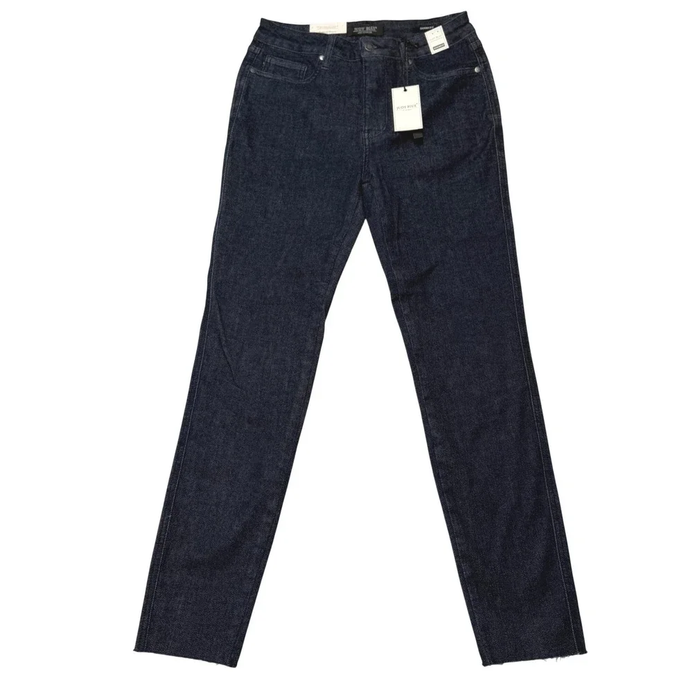 Judy Blue Skinny Jeans Dark Wash High Waist Tummy Control Raw Hem Size 9/29 NWT